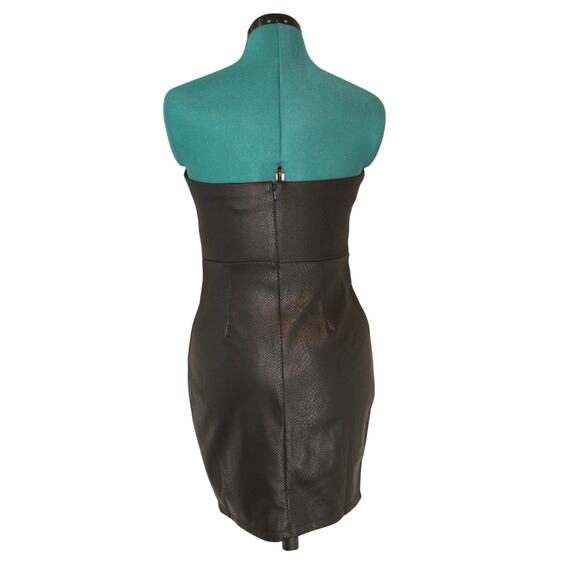 Bebe Strapless Vegan Leather Snakeskin Texture Bodycon Dress Black Women’s Small - Picture 4 of 8